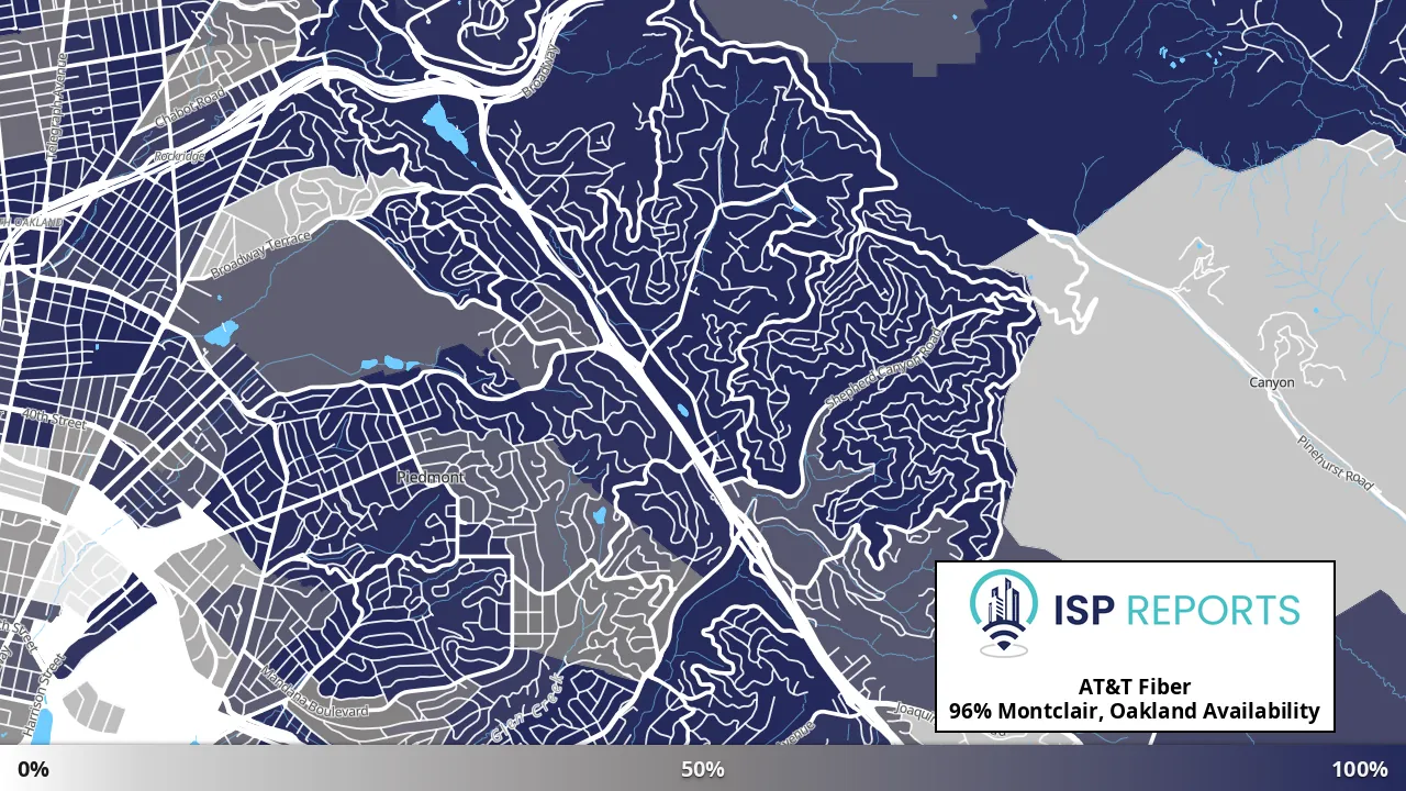 Montclair, Oakland, CA map of internet availability