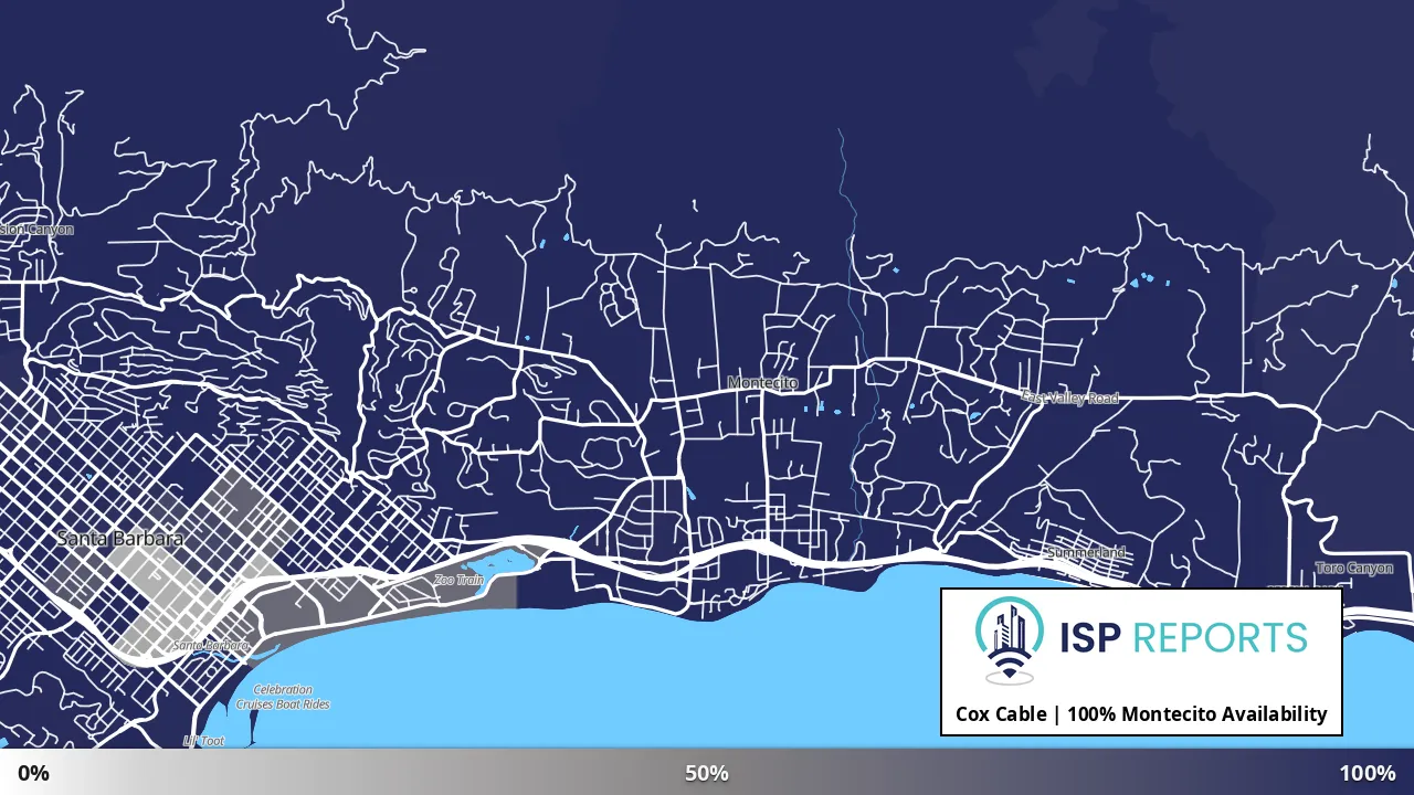 Montecito, CA map of internet availability