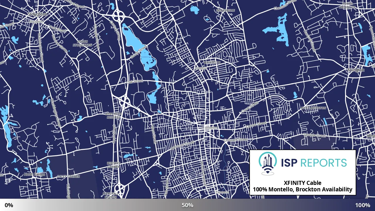 Montello, Brockton, MA map of internet availability