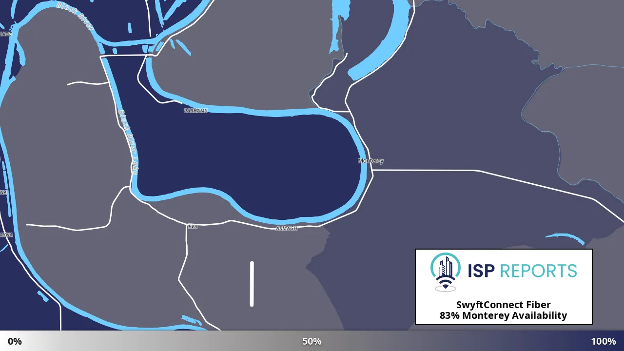 Monterey, LA map of internet availability