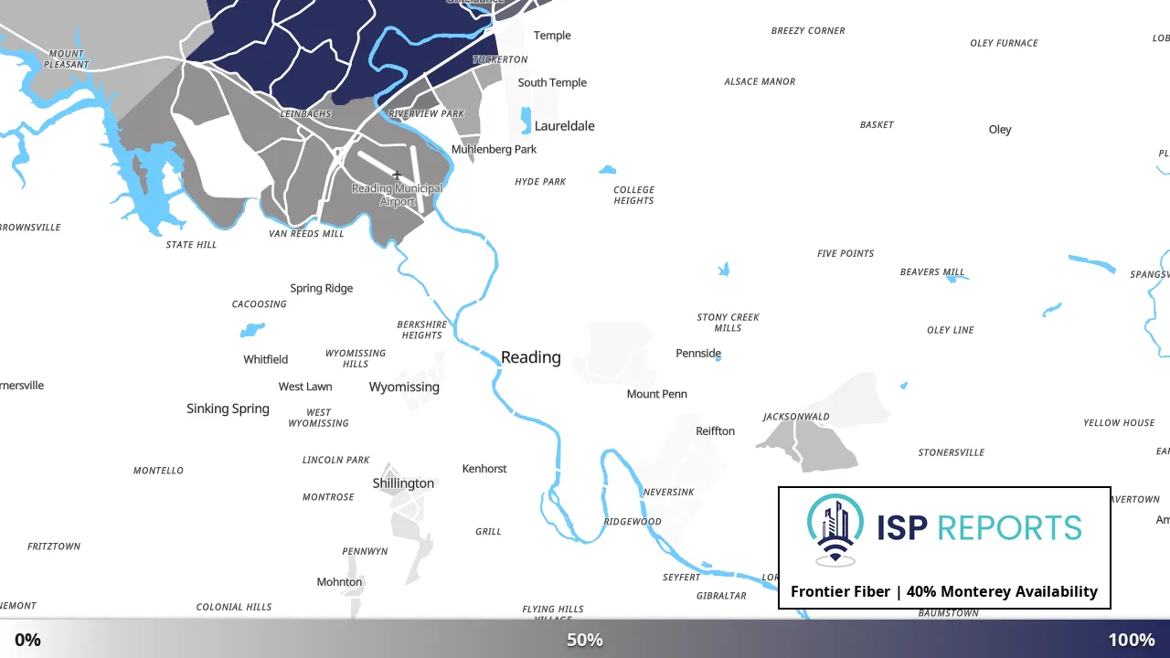 Monterey, PA map of internet availability