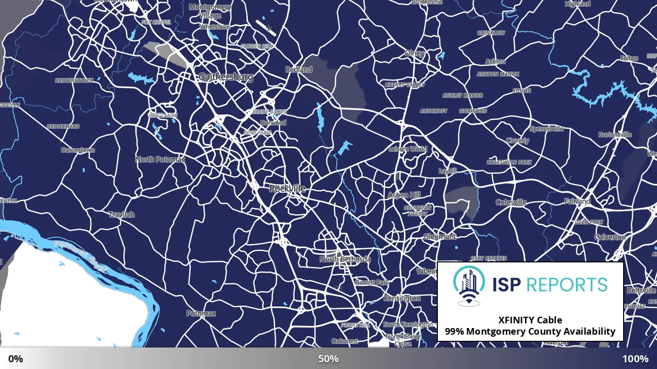 Montgomery County, MD map of internet availability
