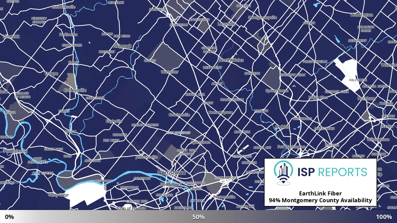 Montgomery County, PA map of internet availability