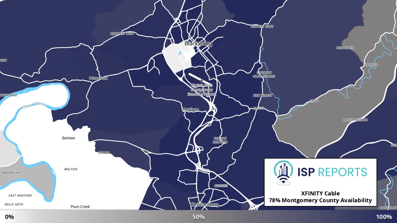 Montgomery County, VA map of internet availability