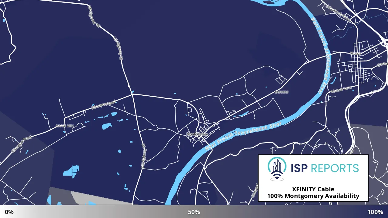 Montgomery, PA map of internet availability