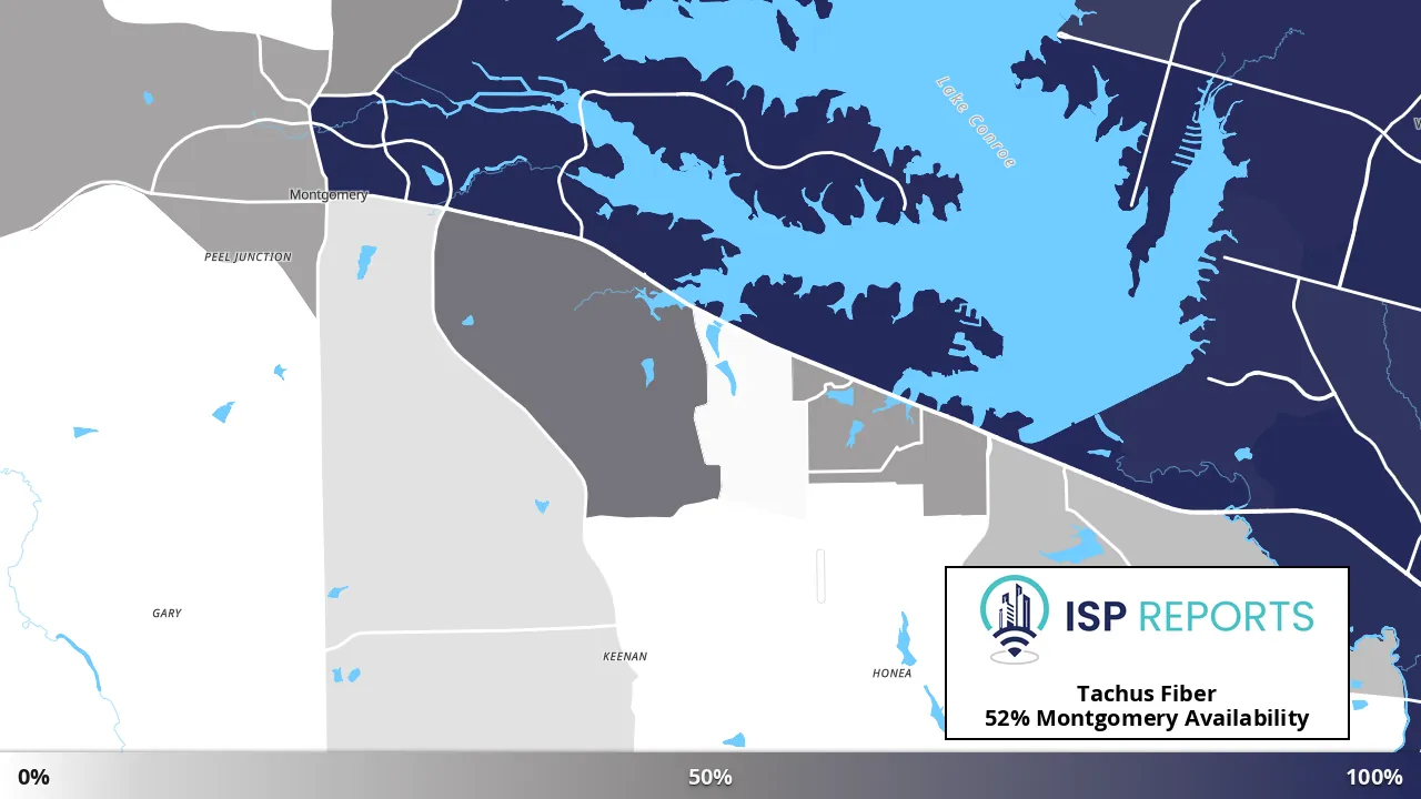 Montgomery, TX map of internet availability