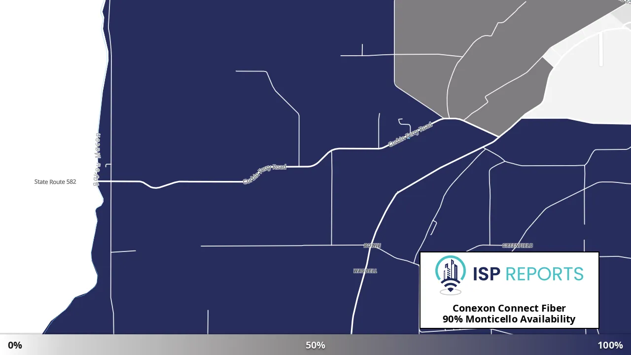 Monticello, LA map of internet availability