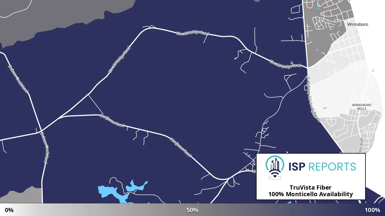 Monticello, SC map of internet availability