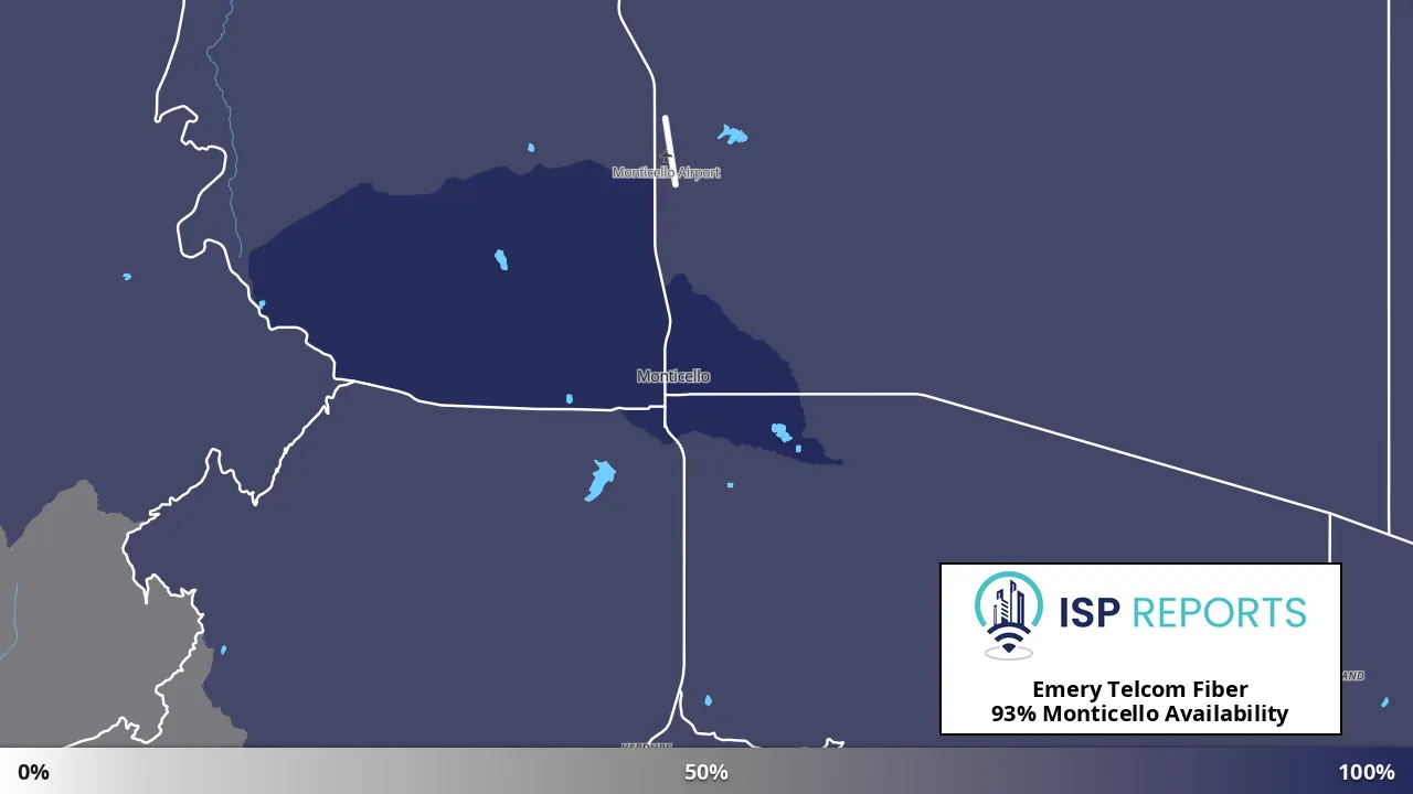 Monticello, UT map of internet availability