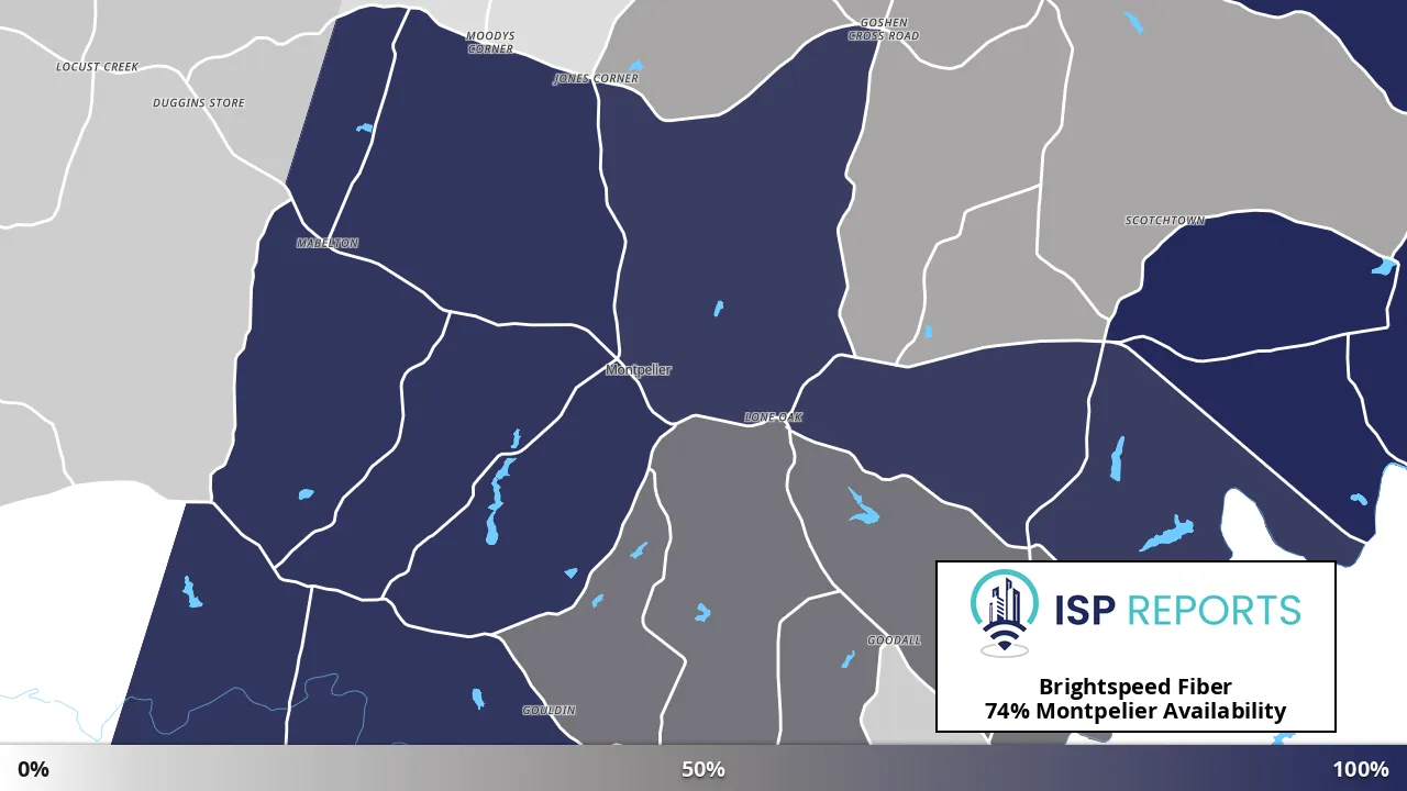 Montpelier, VA map of internet availability