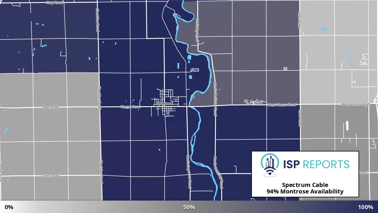 Montrose, MI map of internet availability