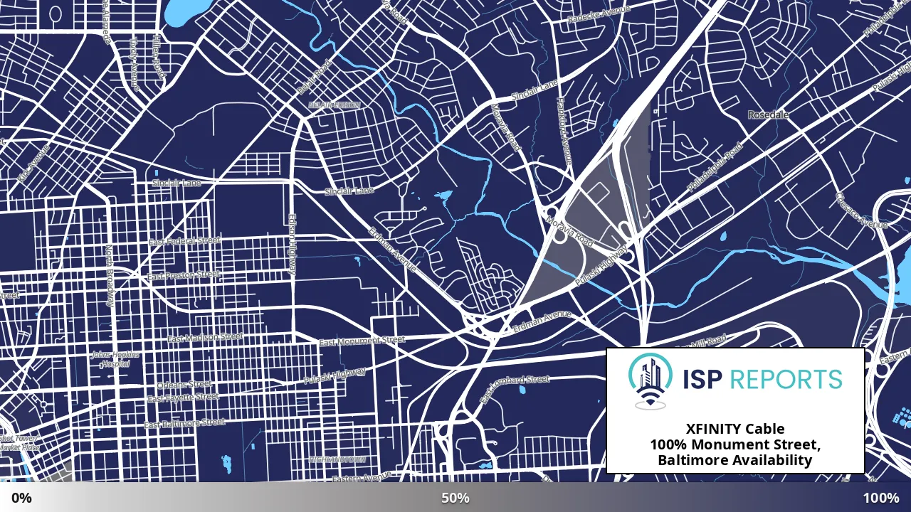 Monument Street, Baltimore, MD map of internet availability
