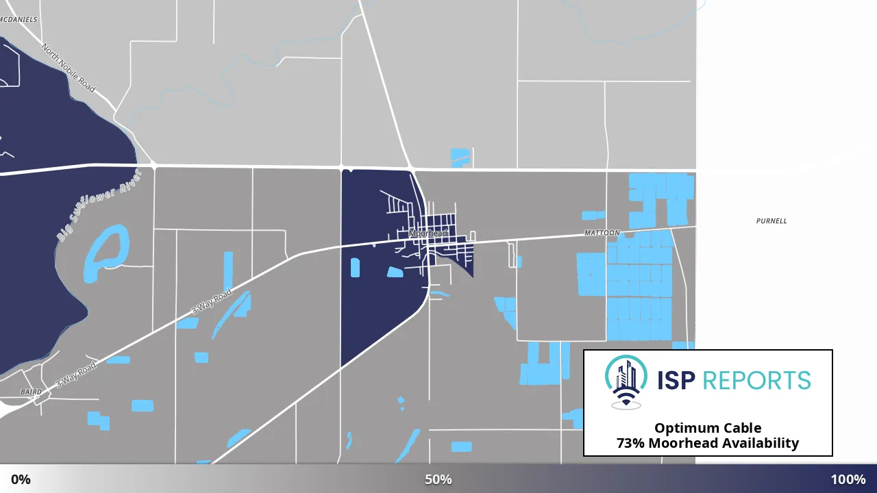 Moorhead, MS map of internet availability