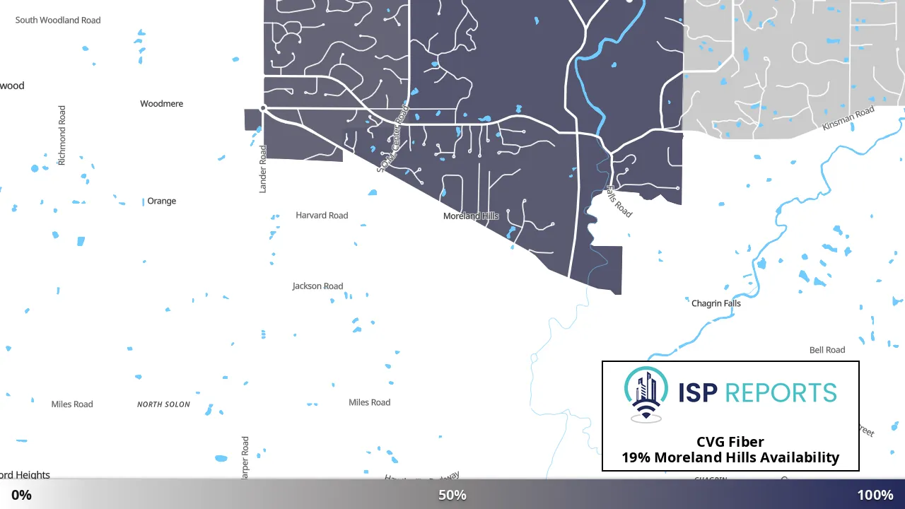 Moreland Hills, OH map of internet availability