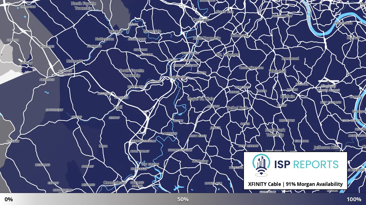 Morgan, PA map of internet availability