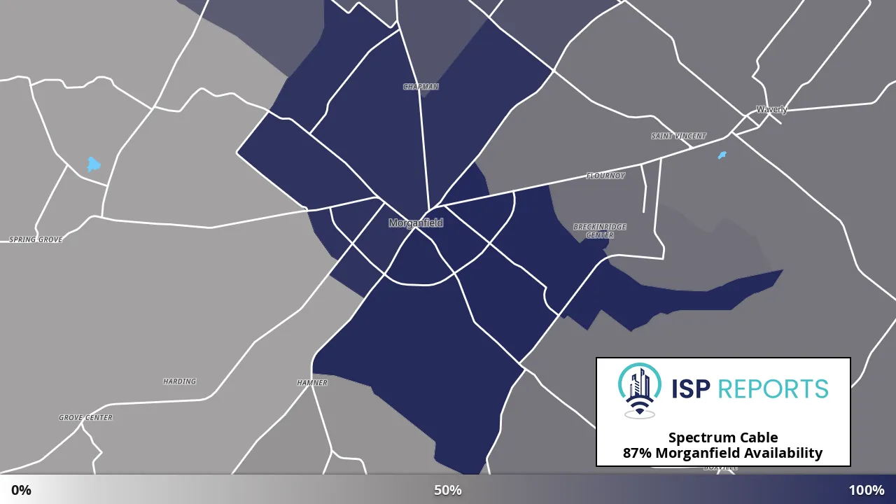 Morganfield, KY map of internet availability