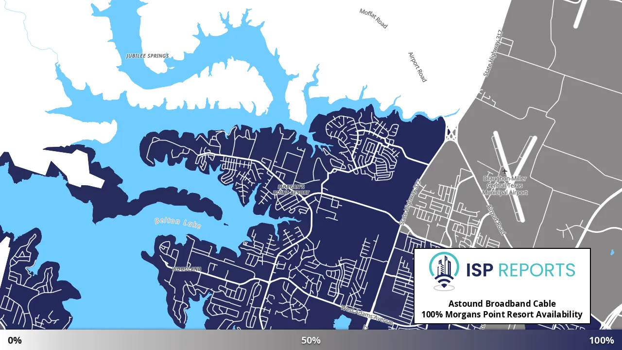 Morgans Point Resort, TX map of internet availability