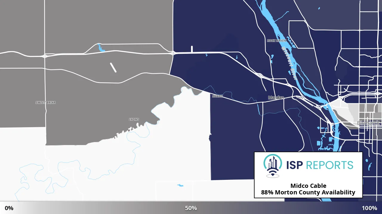Morton County, ND map of internet availability