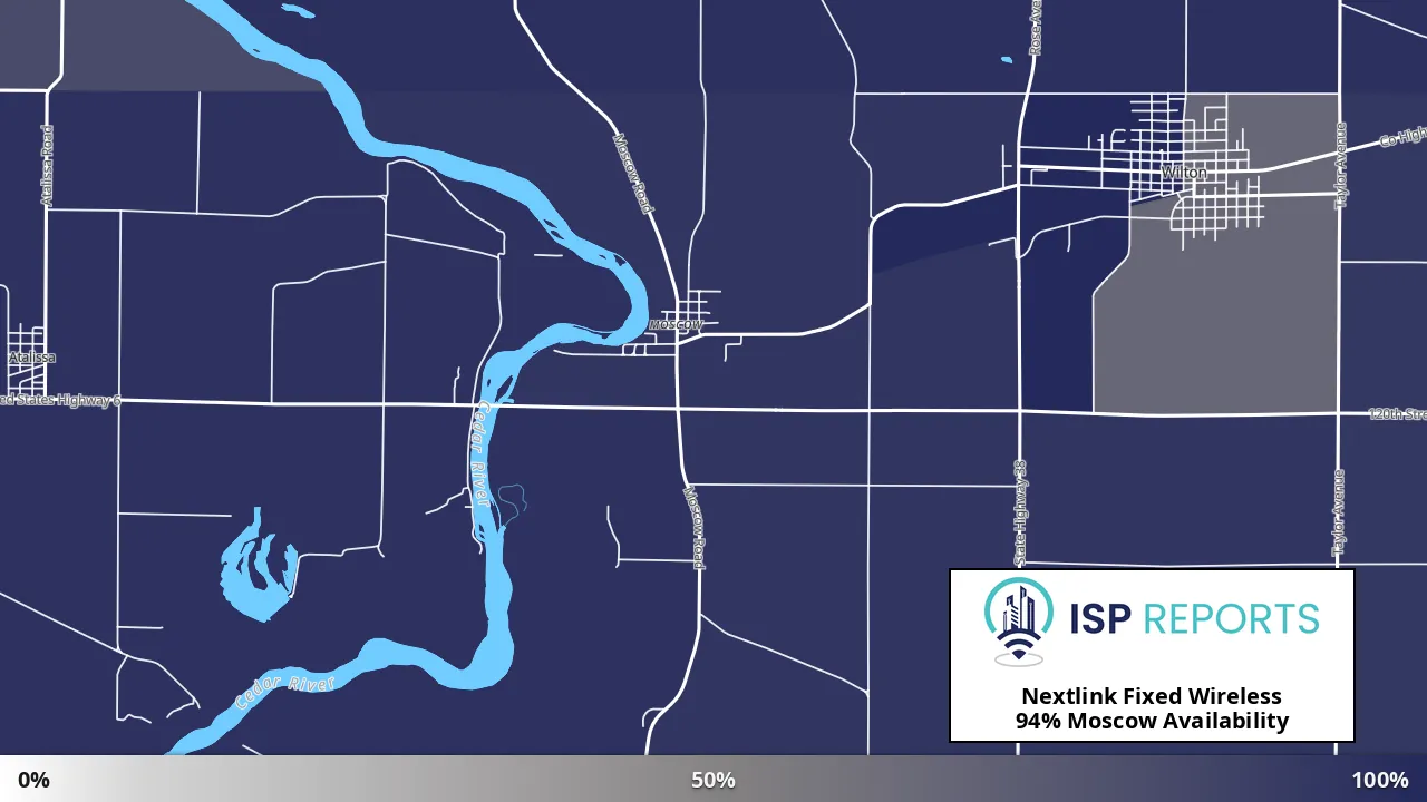 Moscow, IA map of internet availability