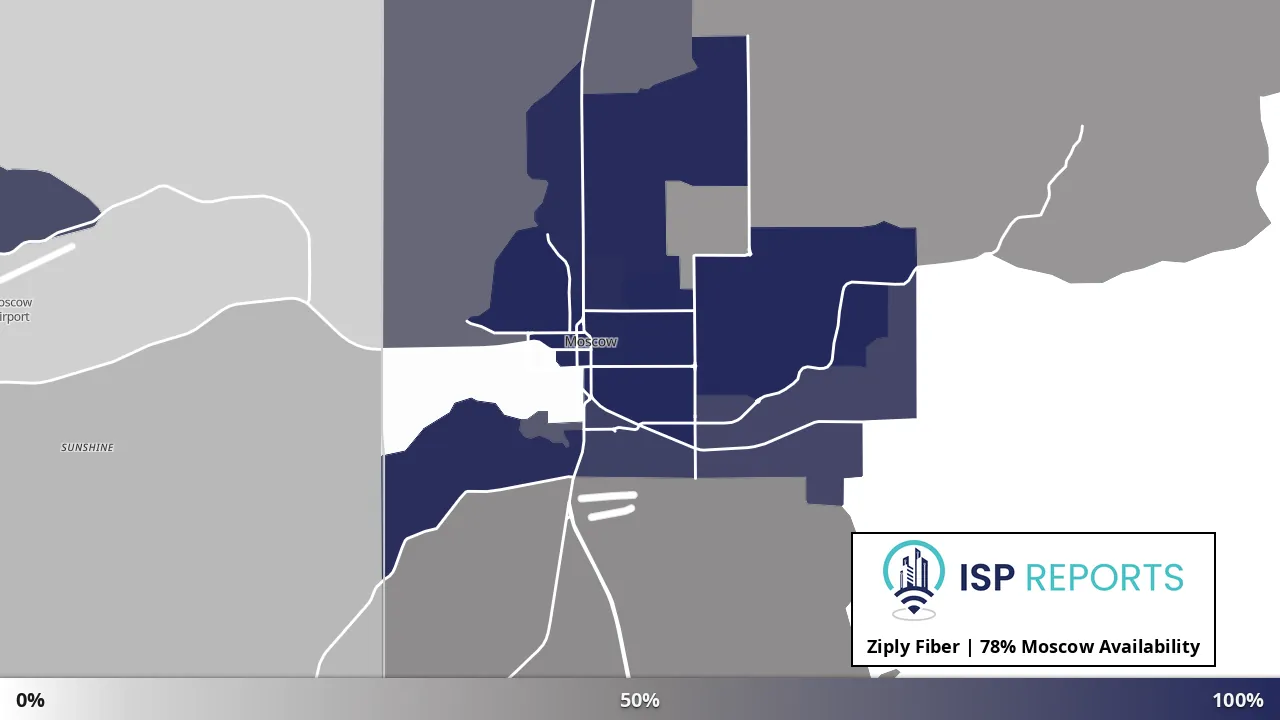 Moscow, ID map of internet availability