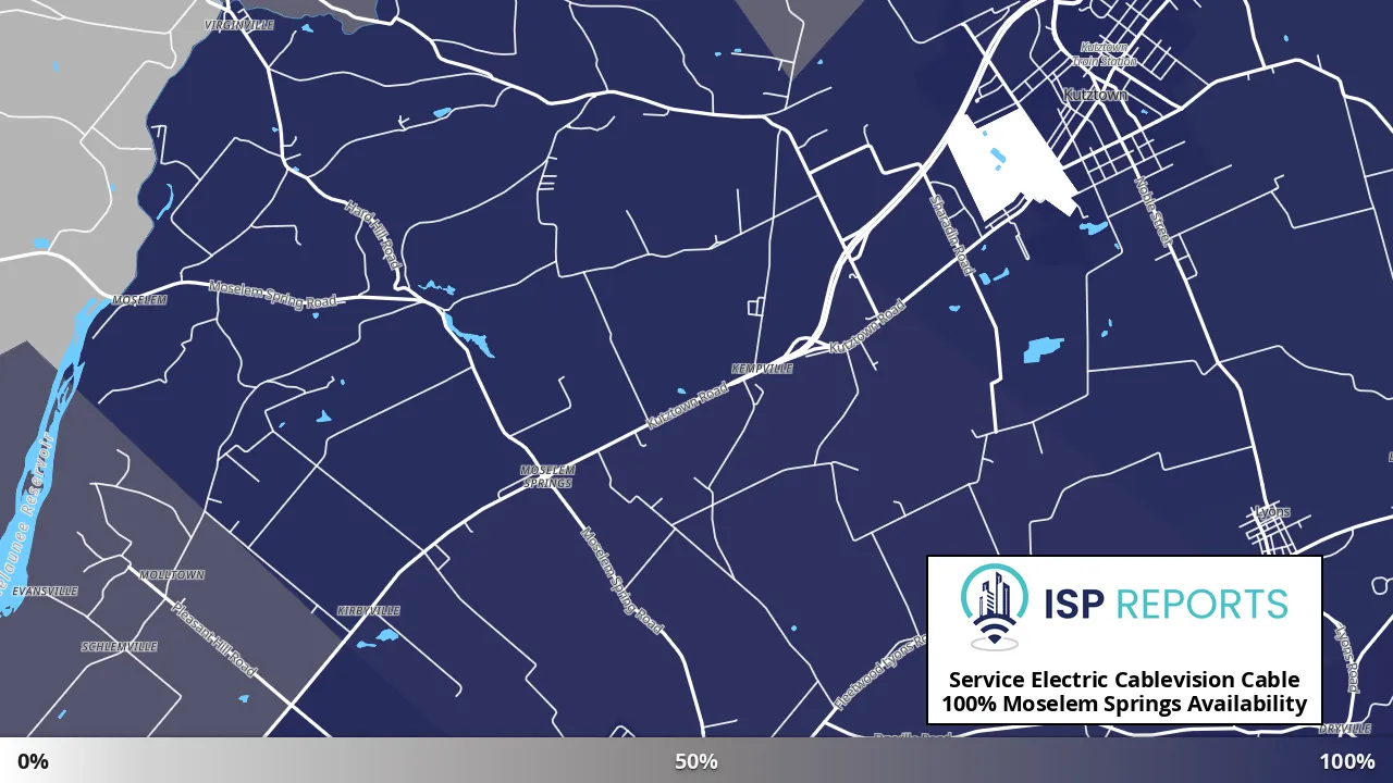 Moselem Springs, PA map of internet availability