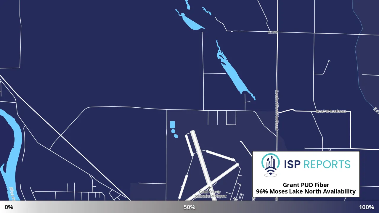 Moses Lake North, WA map of internet availability