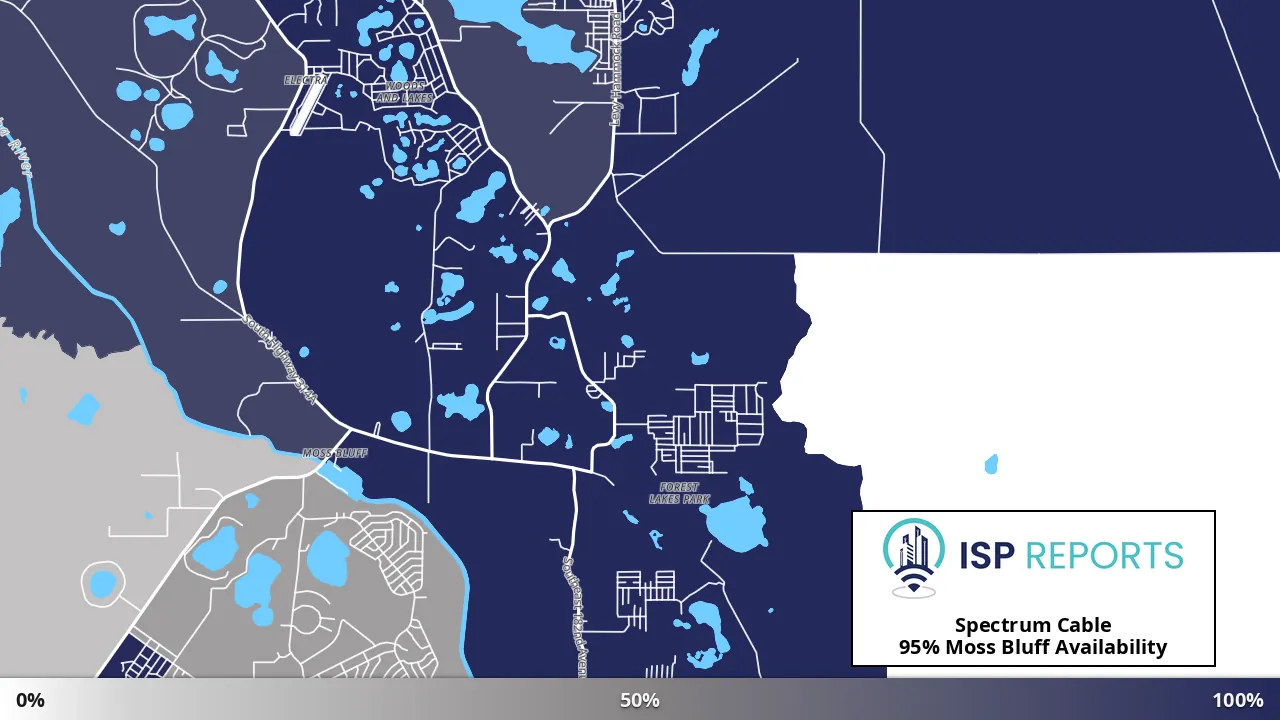 Moss Bluff, FL map of internet availability