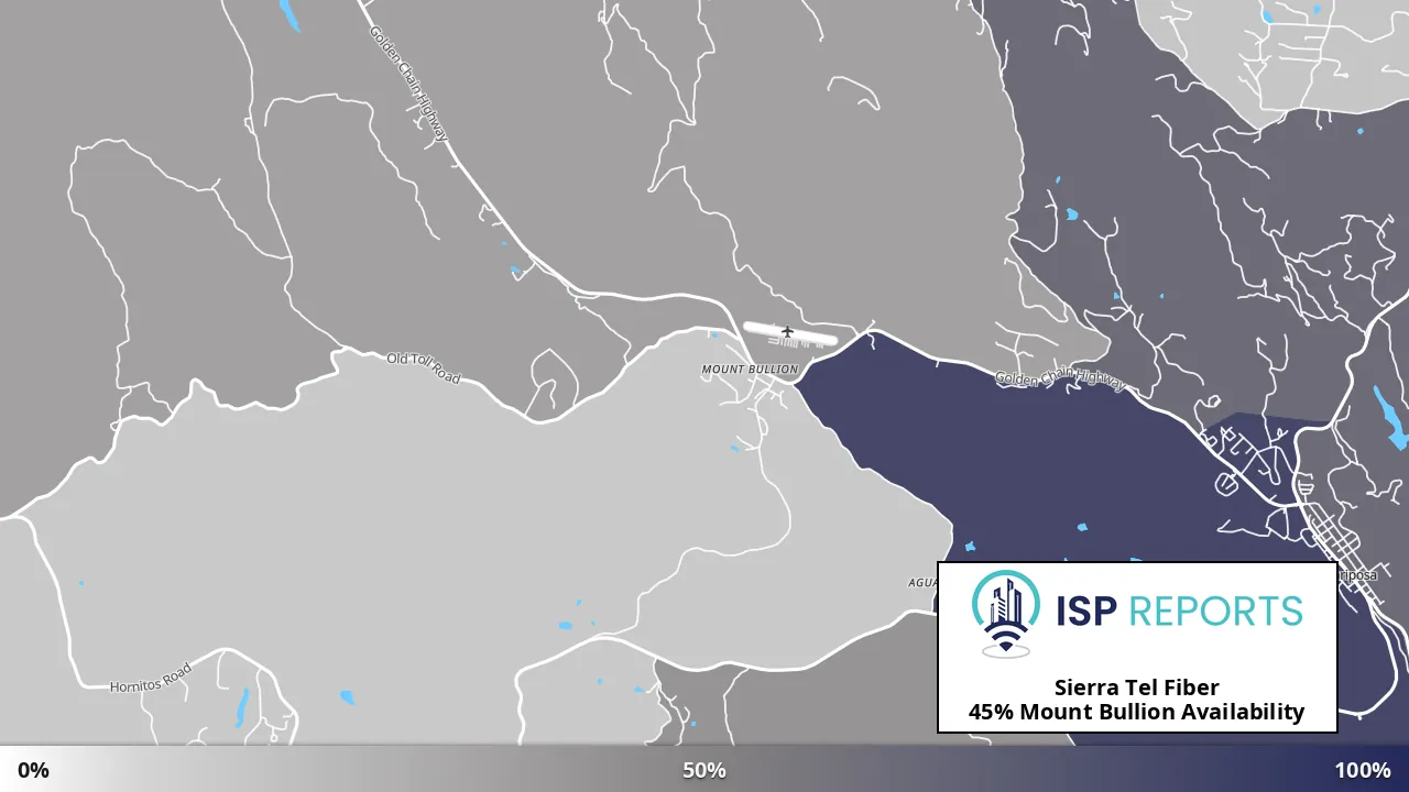 Mount Bullion, CA map of internet availability