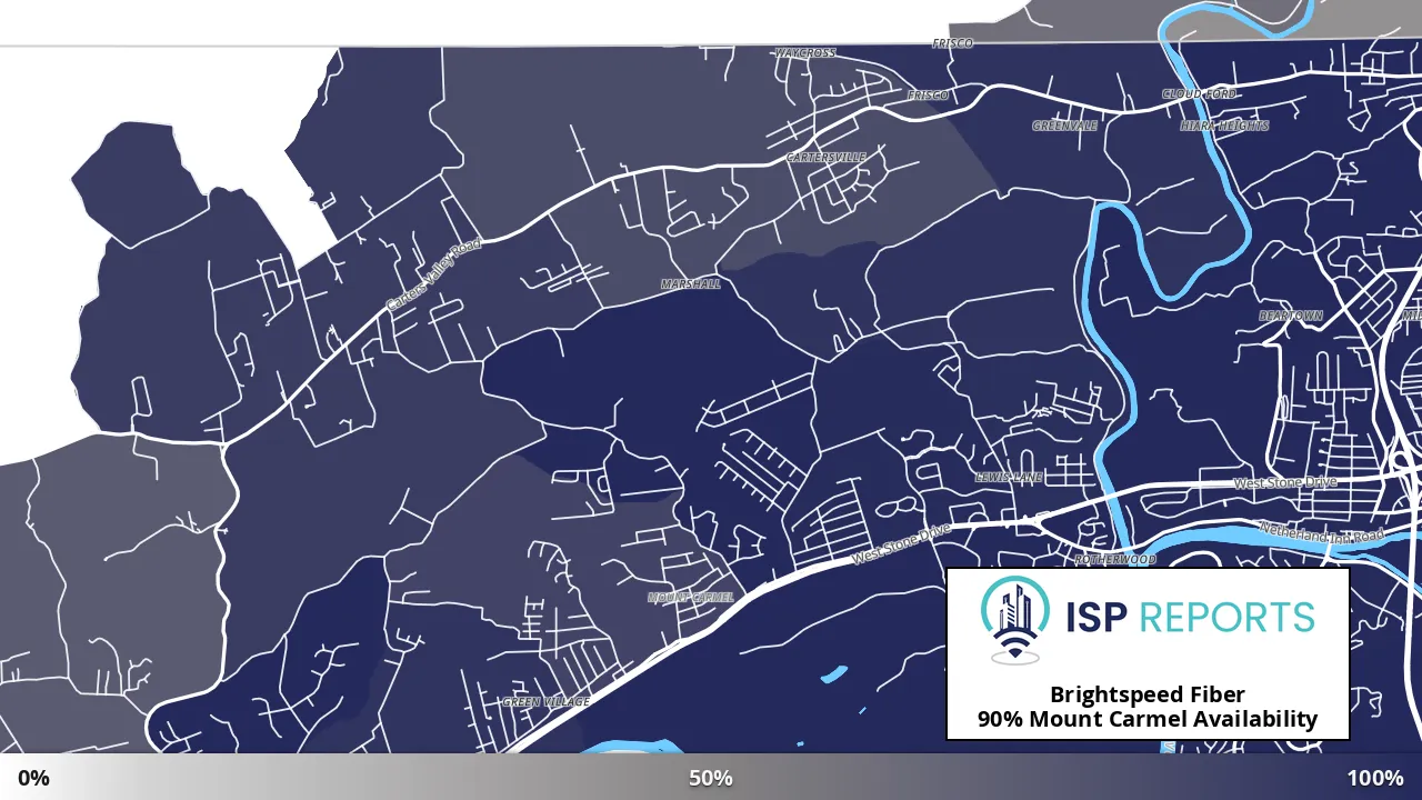 Mount Carmel, TN map of internet availability