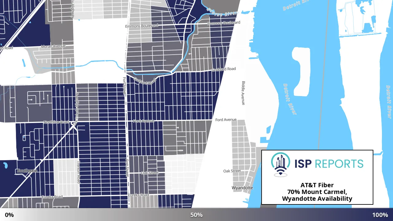 Mount Carmel, Wyandotte, MI map of internet availability