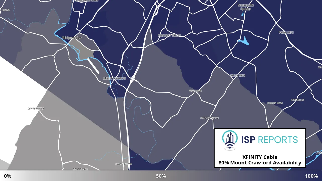 Mount Crawford, VA map of internet availability