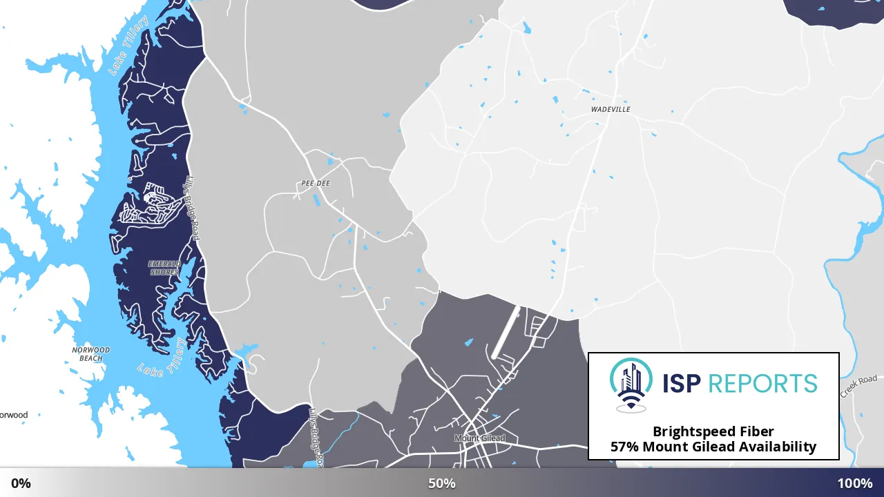 Mount Gilead, NC map of internet availability