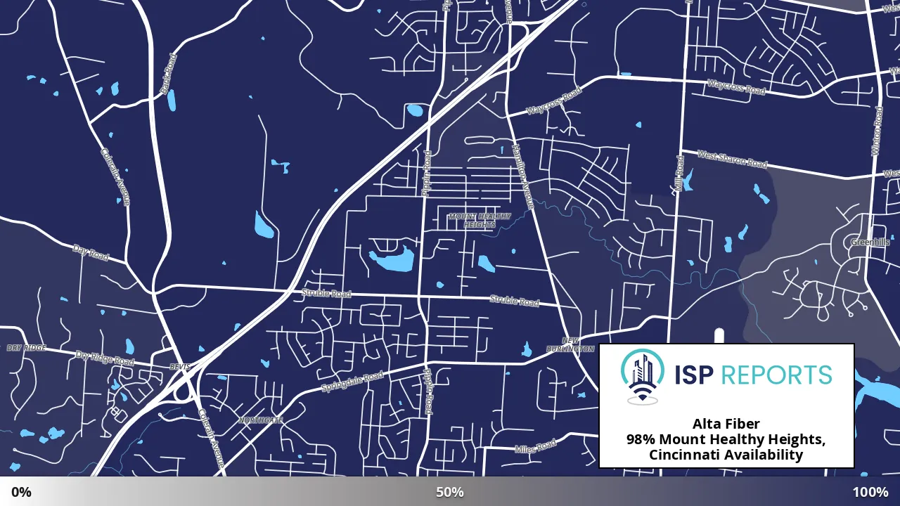 Mount Healthy Heights, Cincinnati, OH map of internet availability