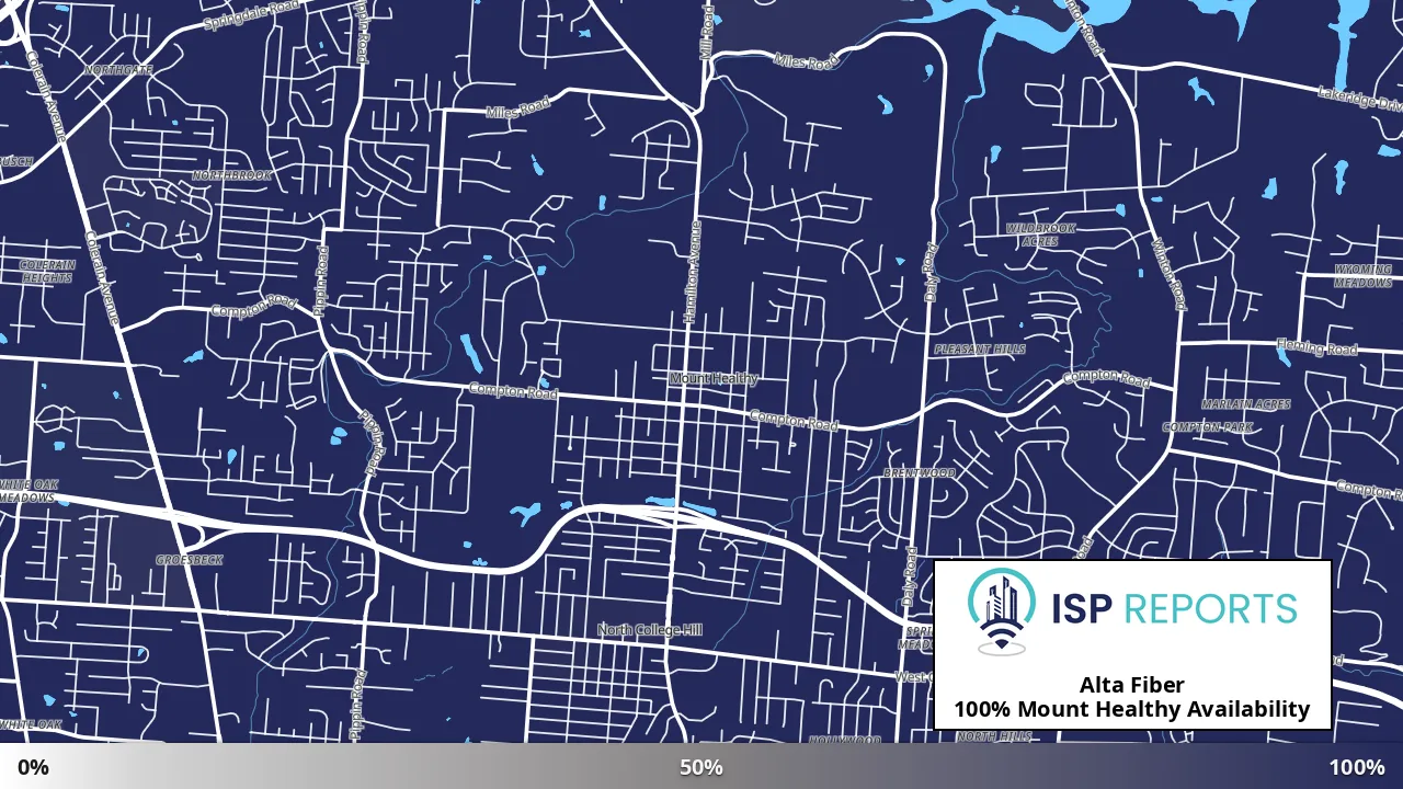 Mount Healthy, OH map of internet availability