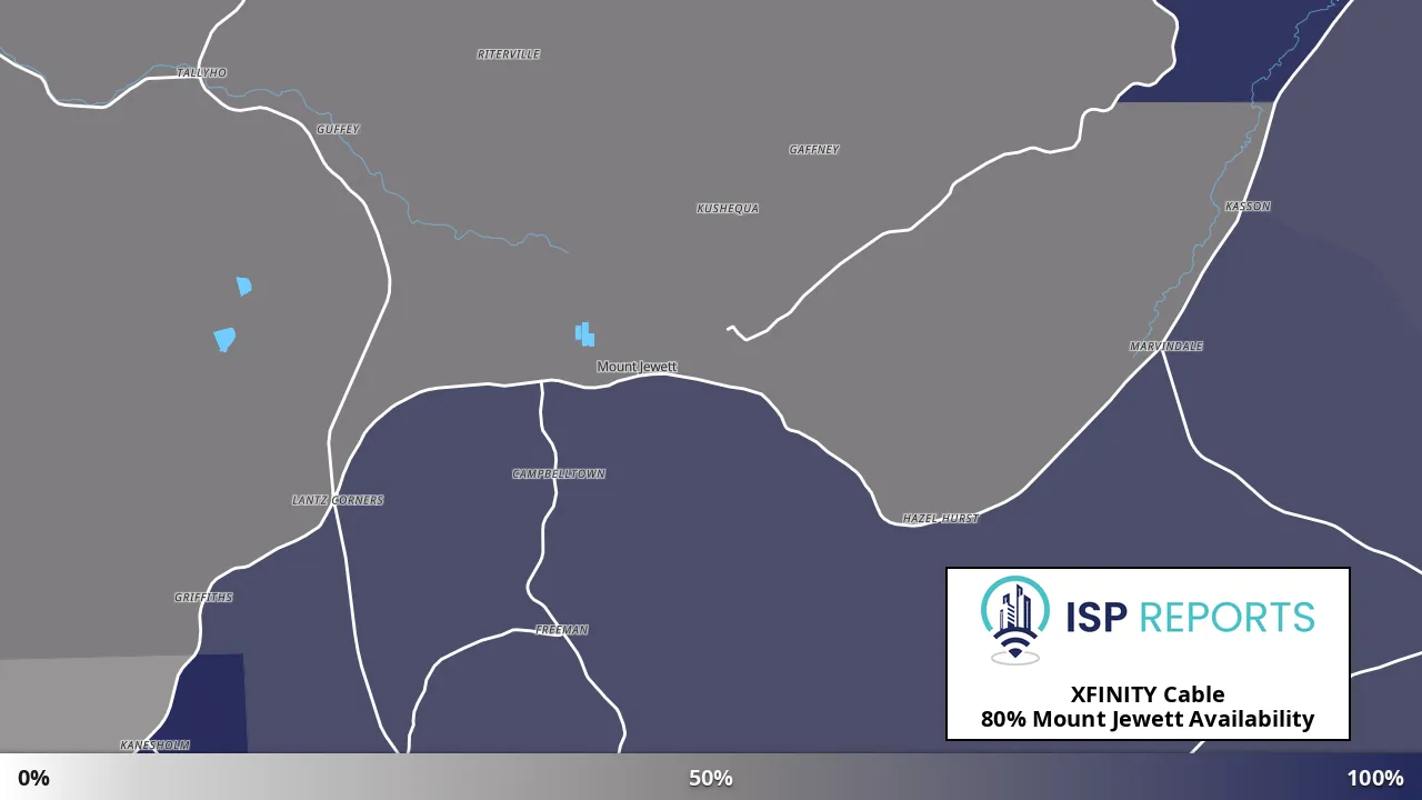 Mount Jewett, PA map of internet availability