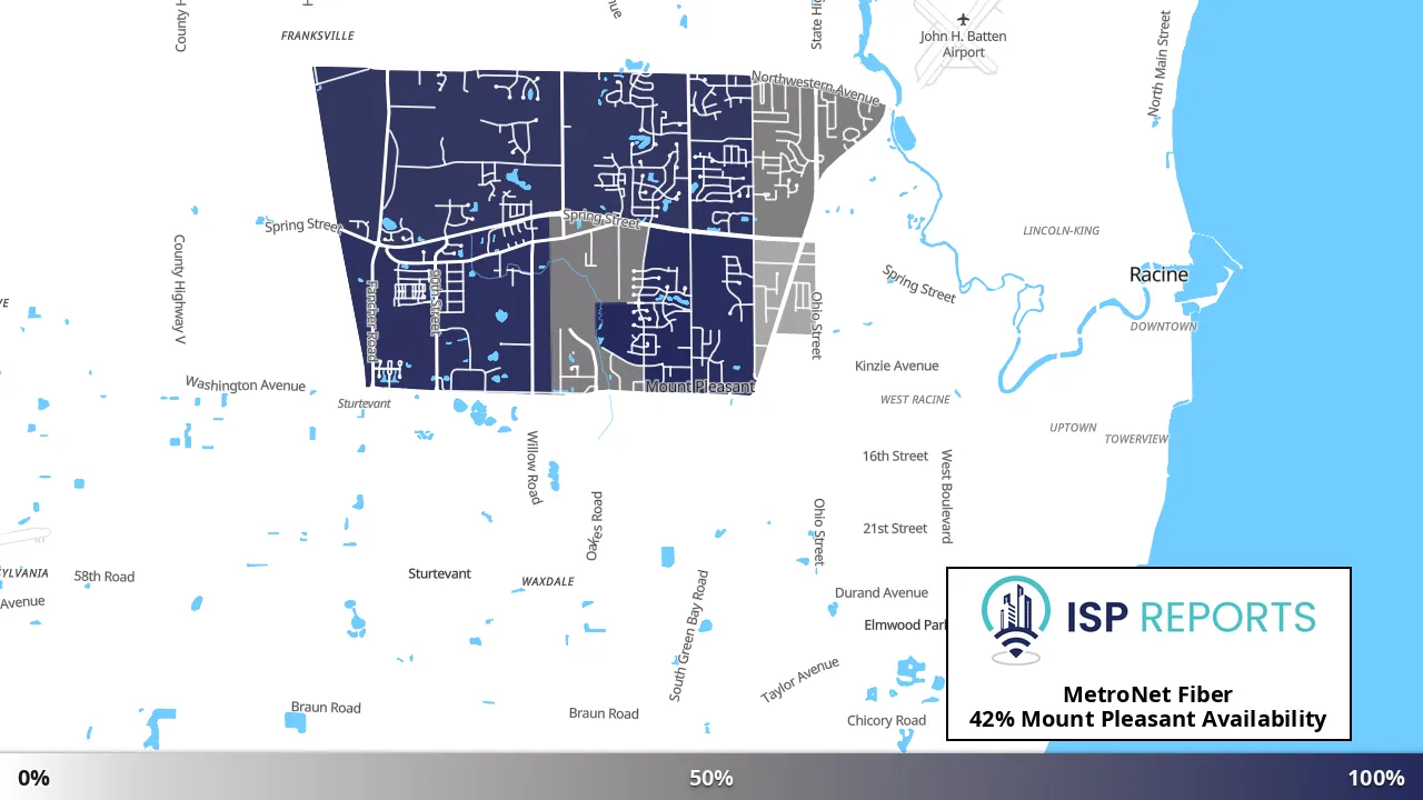 Mount Pleasant, WI map of internet availability