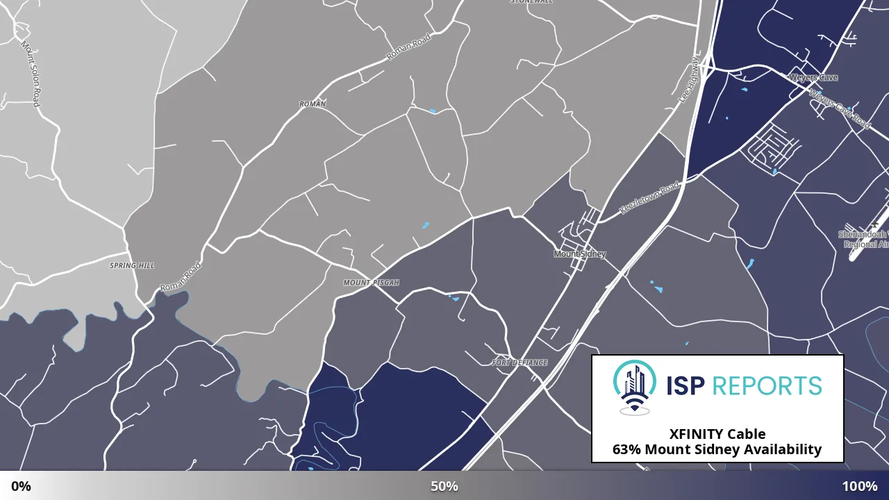 Mount Sidney, VA map of internet availability
