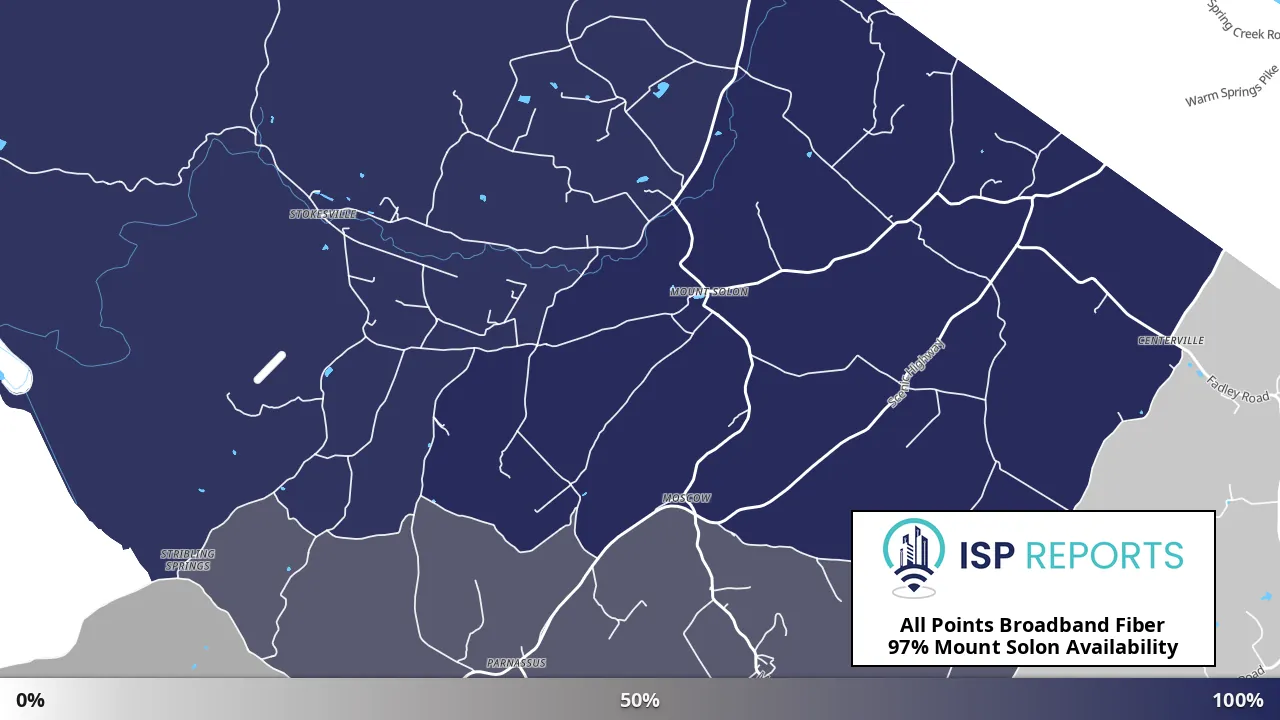 Mount Solon, VA map of internet availability