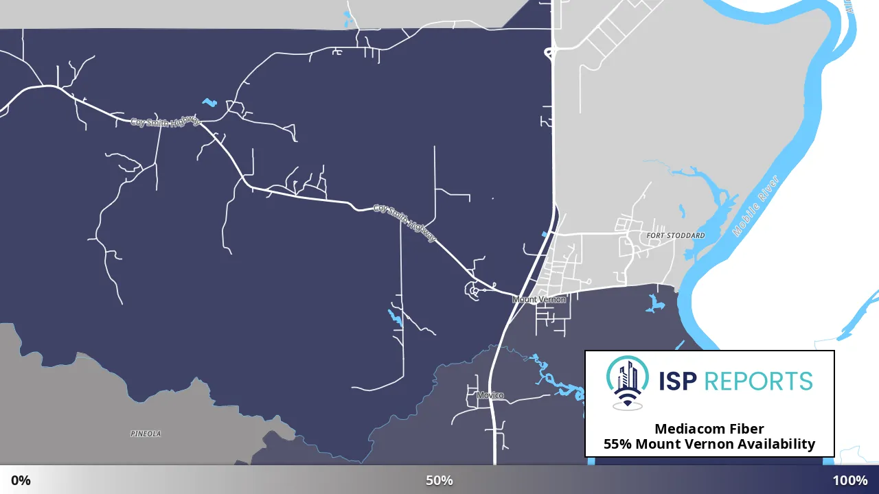 Mount Vernon, AL map of internet availability