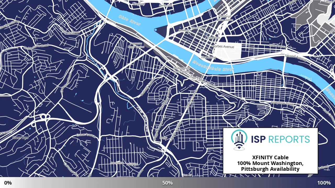 Mount Washington, Pittsburgh, PA map of internet availability