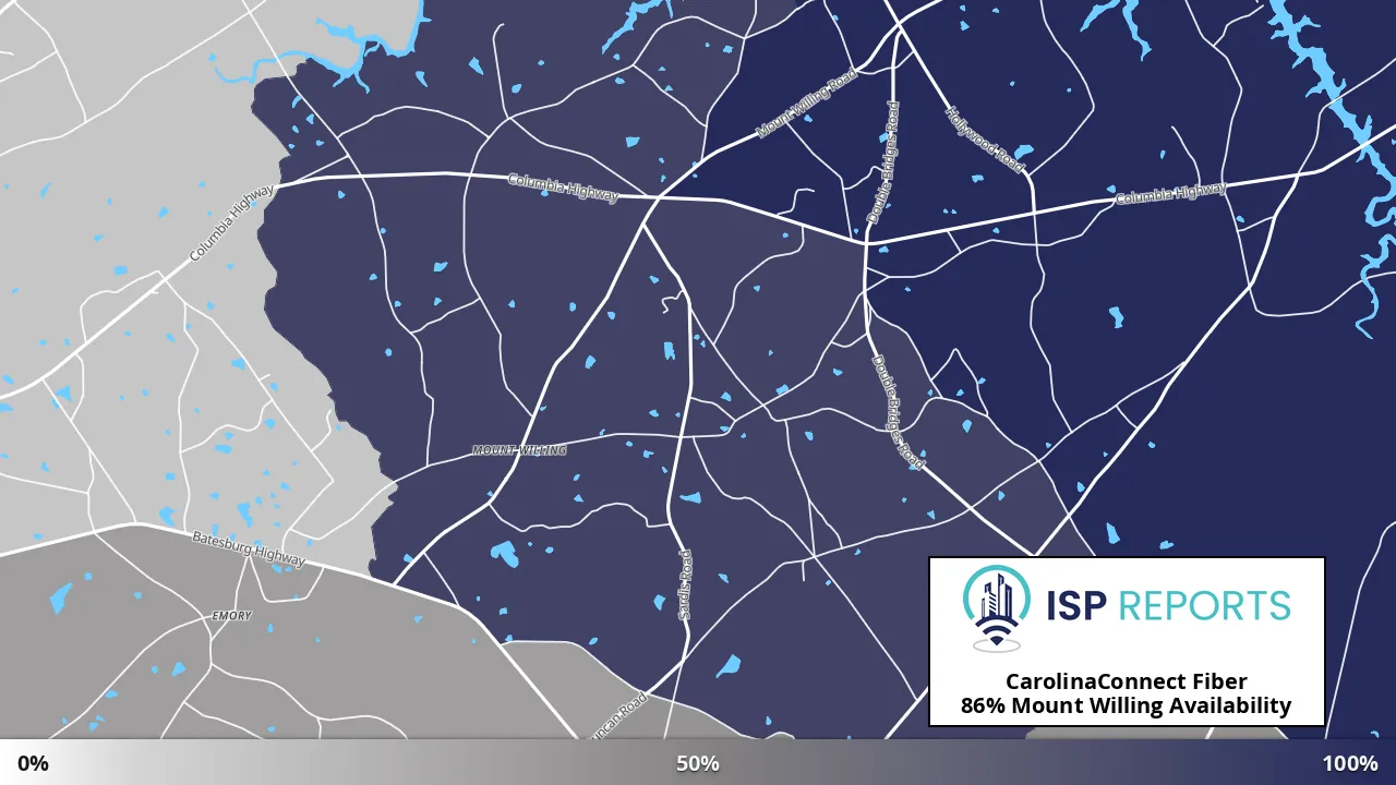 Mount Willing, SC map of internet availability