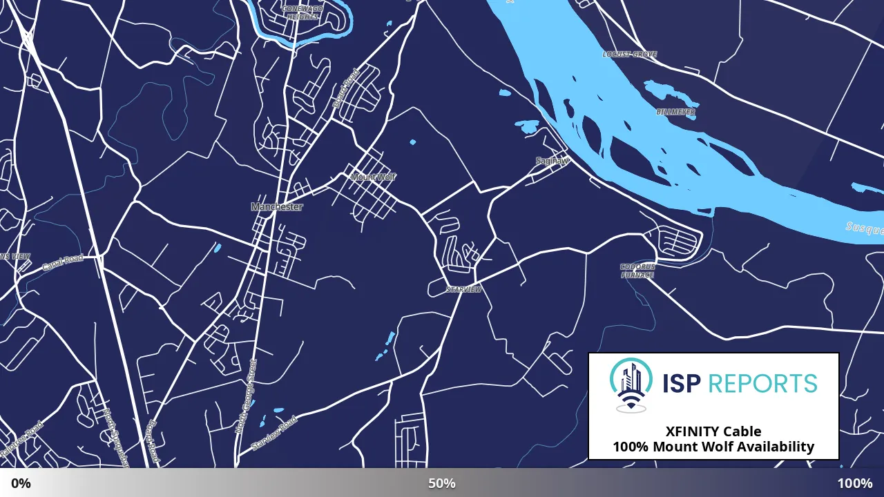 Mount Wolf, PA map of internet availability