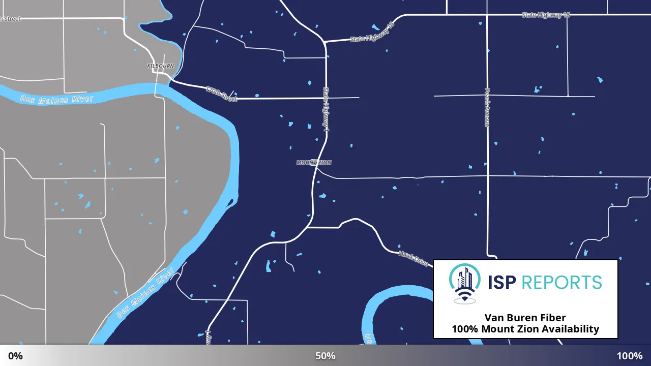 Mount Zion, IA map of internet availability