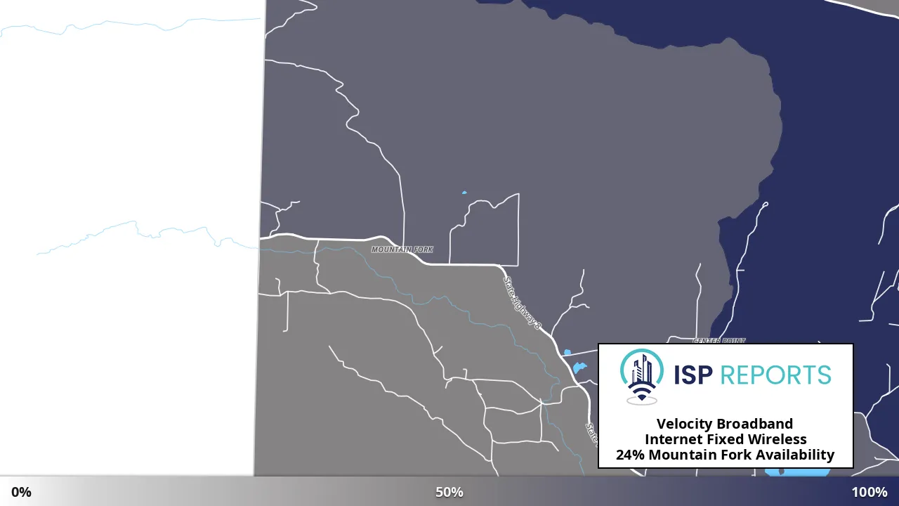 Mountain Fork, AR map of internet availability