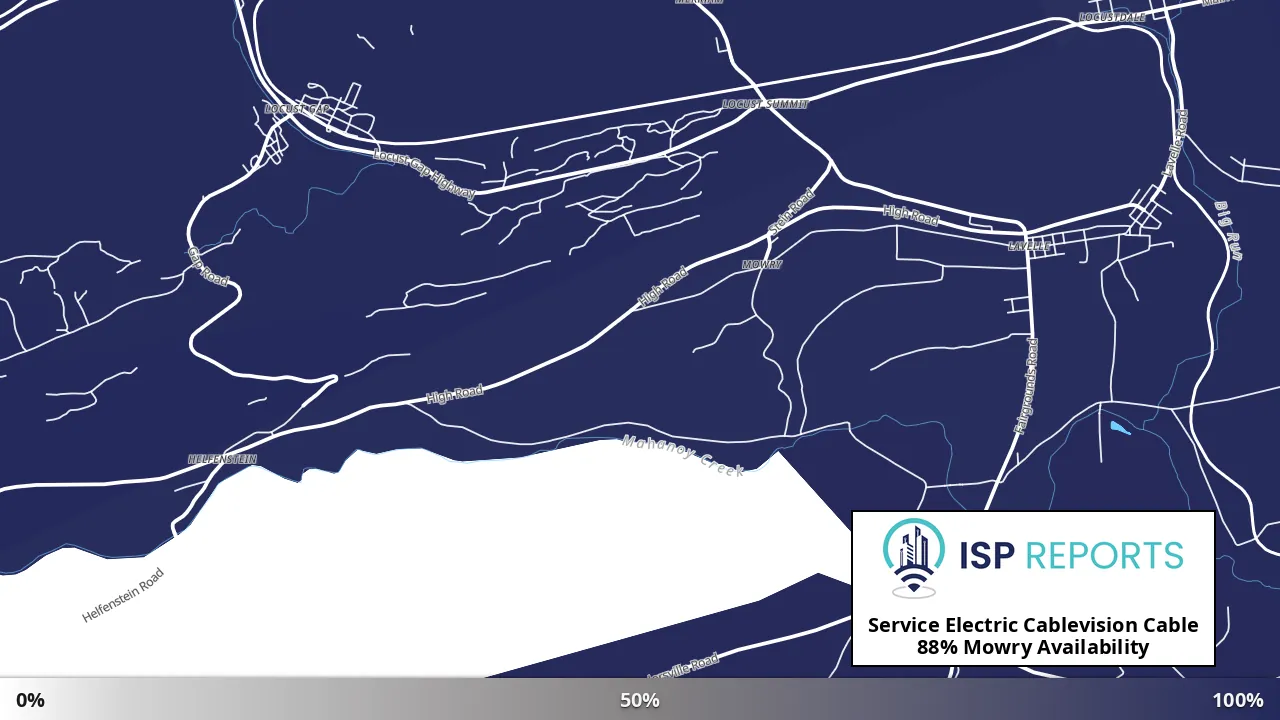 Mowry, PA map of internet availability
