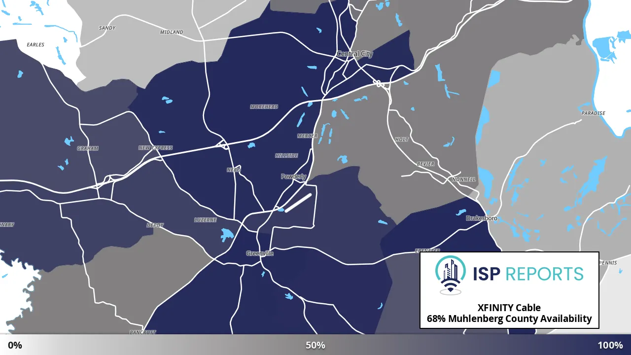 Muhlenberg County, KY map of internet availability