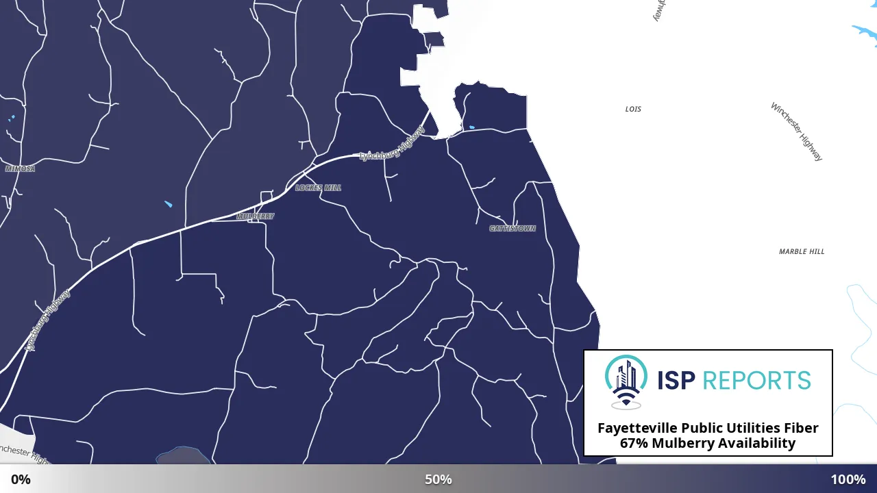 Mulberry, TN map of internet availability
