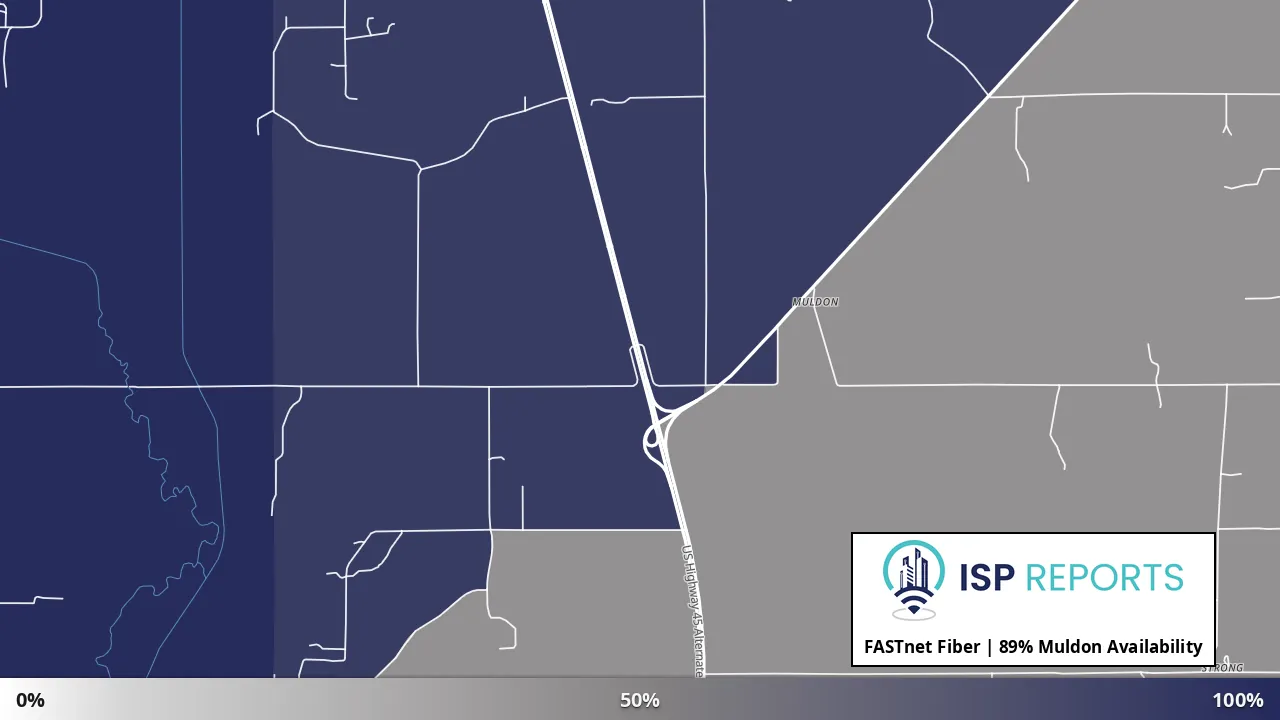 Muldon, MS map of internet availability