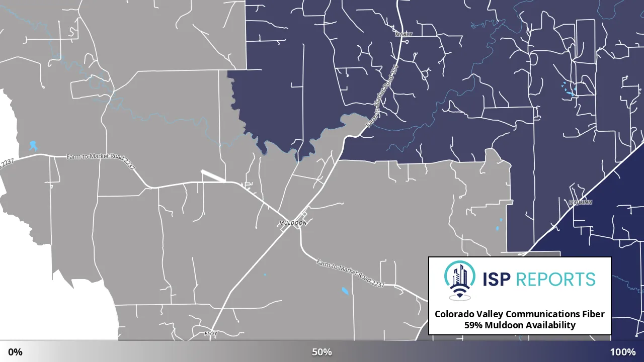 Muldoon, TX map of internet availability