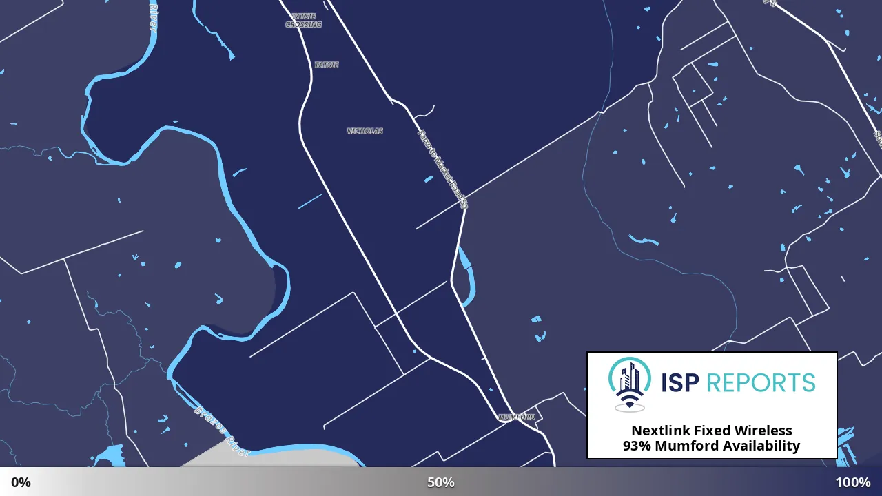 Mumford, TX map of internet availability